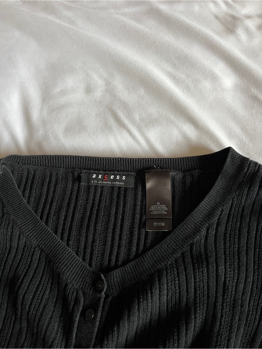 Axcess Black Ribbed Button-Front Long Sleeve Top - Picture 15 of 16